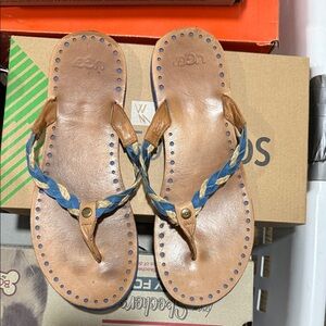 UGG Women's Tan and Blue Braided Sandals